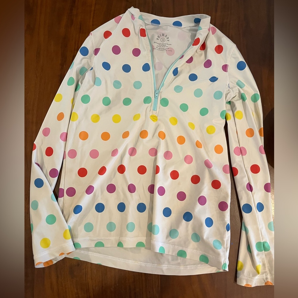Primary Kids Swim Rashguard - Multicolor Polka Dots